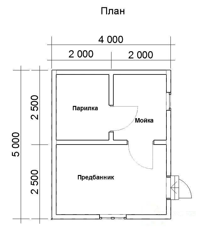 Планировка бани 4.5 на 4.5 Проект бани ''КРБ - 3403'': Каркас, 17.00 м2 - в Уфе